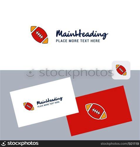 Rugby ball vector logotype with business card template. Elegant corporate identity. - Vector