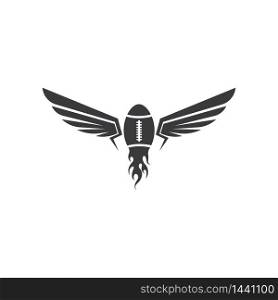 rugby ball with wings icon vector illustration design template