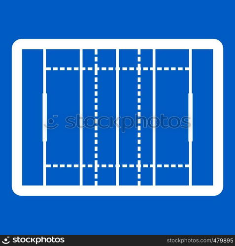 Rugby field icon white isolated on blue background vector illustration. Rugby field icon white