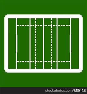 Rugby field icon white isolated on green background. Vector illustration. Rugby field icon green