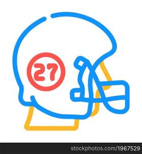 rugby football player helmet with number color icon vector. rugby football player helmet with number sign. isolated symbol illustration. rugby football player helmet with number color icon vector illustration