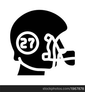rugby football player helmet with number glyph icon vector. rugby football player helmet with number sign. isolated contour symbol black illustration. rugby football player helmet with number glyph icon vector illustration