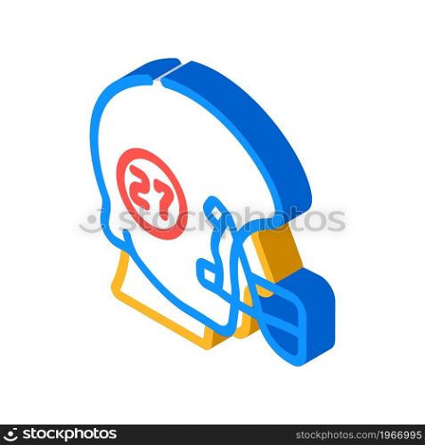 rugby football player helmet with number isometric icon vector. rugby football player helmet with number sign. isolated symbol illustration. rugby football player helmet with number isometric icon vector illustration