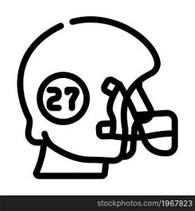 rugby football player helmet with number line icon vector. rugby football player helmet with number sign. isolated contour symbol black illustration. rugby football player helmet with number line icon vector illustration