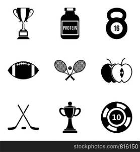 Rugby icons set. Simple set of 9 rugby vector icons for web isolated on white background. Rugby icons set, simple style