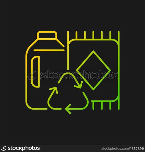 Rugs from recycled materials gradient vector icon for dark theme. Eco friendly floor mats. Ethical flooring option. Thin line color symbol. Modern style pictogram. Vector isolated outline drawing. Rugs from recycled materials gradient vector icon for dark theme