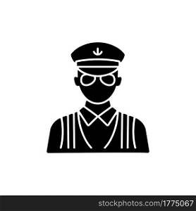 ruise ship security black glyph icon. Protecting passengers during vacations. Safe traveling. Inspection security. Problems prevention. Silhouette symbol on white space. Vector isolated illustration. ruise ship security black glyph icon