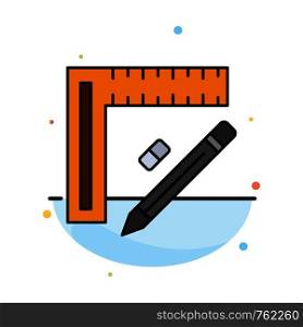 Ruler, Construction, Pencil, Repair, Design Abstract Flat Color Icon Template