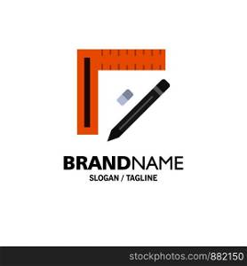 Ruler, Construction, Pencil, Repair, Design Business Logo Template. Flat Color