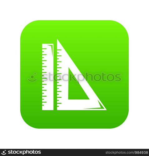 Ruler icon green vector isolated on white background. Ruler icon green vector