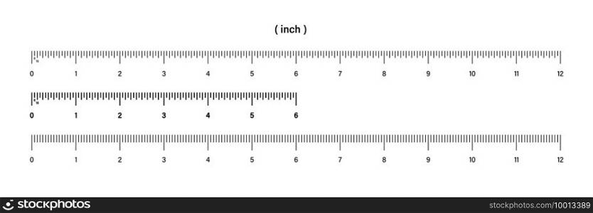 Ruler inch rulers. Ruler scale. Vector isolated elements. Measuring tool. Size indicator units. Stock vector. EPS 10