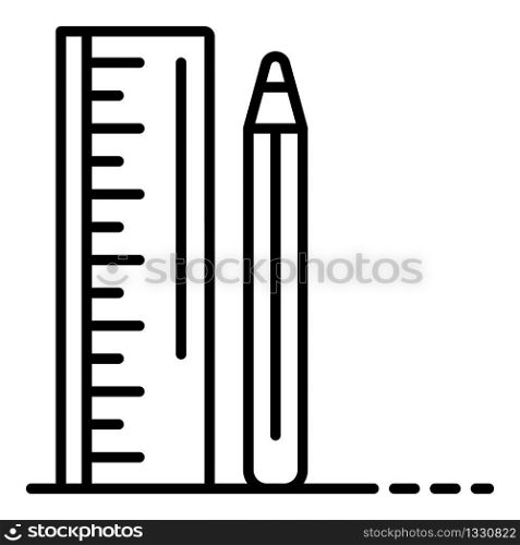 Ruler pencil icon. Outline ruler pencil vector icon for web design isolated on white background. Ruler pencil icon, outline style