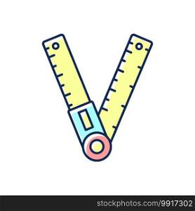 Ruler RGB color icon. Measuring length and draw straight lines. Geometry and technical drawing. Angle finder. Engineering, construction industries. Measuring instrument. Isolated vector illustration. Ruler RGB color icon