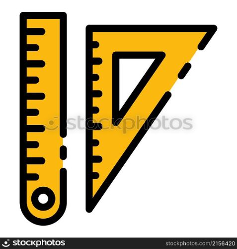 Ruler triangular icon. Outline ruler triangular vector icon color flat isolated. Ruler triangular icon color outline vector