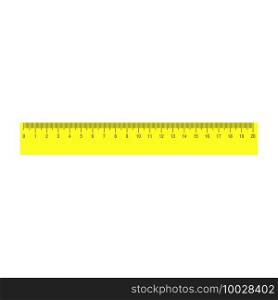Ruler vector measure education icon isolated white. Horizontal inch ruler tool instrument measure line. Geometry scale equipment long rule sign. Office supply centimeter unit point chart instrument