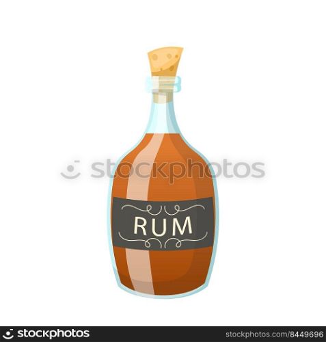 rum bottle cartoon. whiskey alcohol liquor, glass brandy cognac, bourbon rum bottle vector illustration. rum bottle cartoon vector illustration