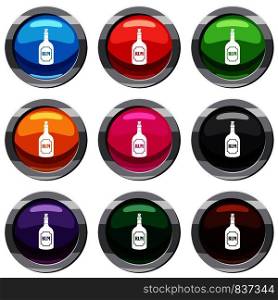 Rum set icon isolated on white. 9 icon collection vector illustration. Rum set 9 collection