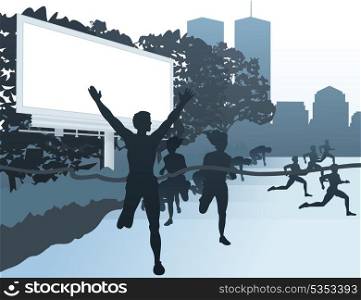 Run in the street. Employment of people by run in a city. A vector illustration