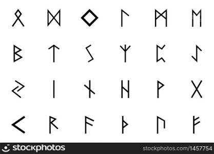Runes of Scandinavia set icon black color solid style vector illustration. Runes of Scandinavia symbol letters black color set