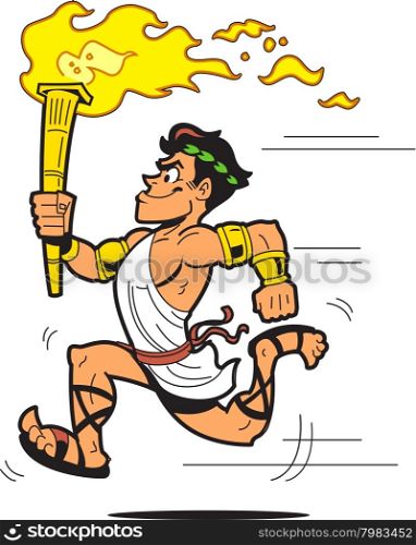 Runner Torch Bearer Dressed in Ancient Greek Toga