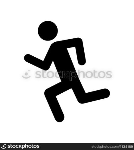 runnin man icon on white background fitness sport. run icon vector flat symbol black illustration on white background