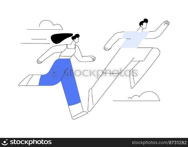 Running abstract concept vector illustration. Sports lifestyle, daily workout, training exercise, speed race, morning jogging, outdoor stadium, marathon athlete, track activity abstract metaphor.. Running abstract concept vector illustration.