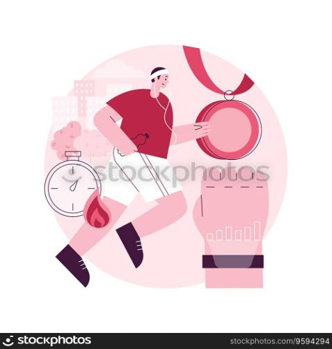 Running abstract concept vector illustration. Sports lifestyle, daily workout, training exercise, speed race, morning jogging, outdoor stadium, marathon athlete, track activity abstract metaphor.. Running abstract concept vector illustration.