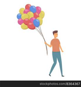 Running balloon seller icon cartoon vector. Street salesman. Happy selling. Running balloon seller icon cartoon vector. Street salesman