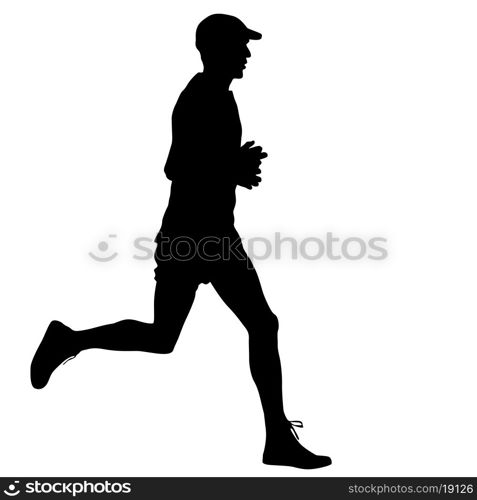 Running black silhouettes. Vector illustration.