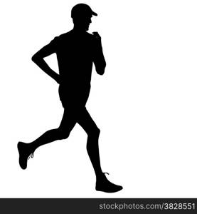 Running black silhouettes. Vector illustration.