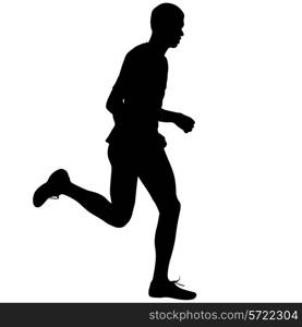 Running black silhouettes. Vector illustration.