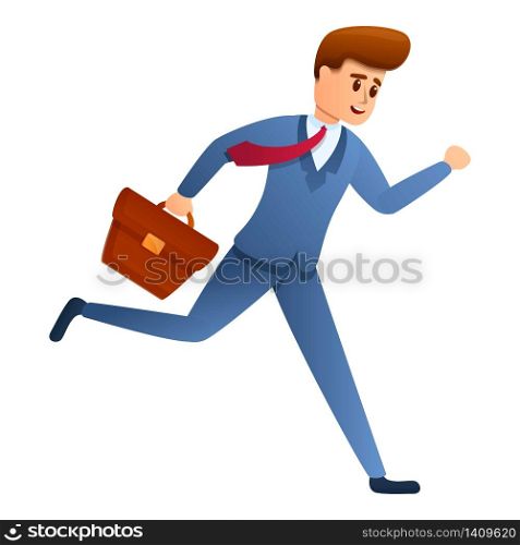 Running businessman icon. Cartoon of running businessman vector icon for web design isolated on white background. Running businessman icon, cartoon style