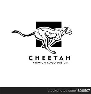 running cheetah vector logo design illustration
