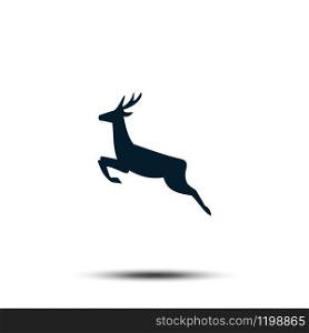 Running Deer Sign Icon. Antler Vector Template Flat Design