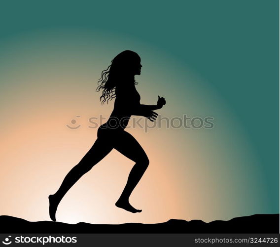 running fitness girl (vector illustration)