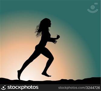 running fitness girl (vector illustration)