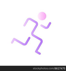 Running flat gradient two-color ui icon. Active lifestyle. Healthy habit. Jogging practice. Workouts. Simple filled pictogram. GUI, UX design for mobile application. Vector isolated RGB illustration. Running flat gradient two-color ui icon