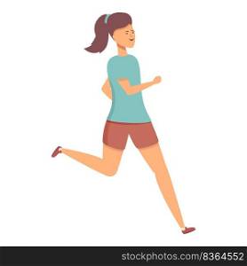 Running girl icon cartoon vector. Sport school. Happy child. Running girl icon cartoon vector. Sport school