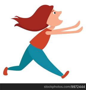 Running girl, illustration, vector on white background