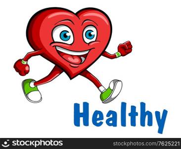 Running heart character for sports, healthcare or another healthy design