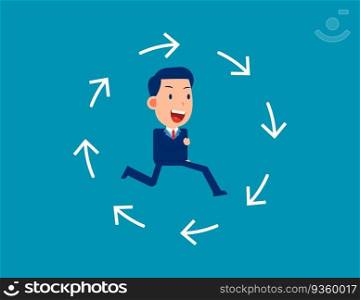 Running in endless loop of arrows. Business vector illustration concept