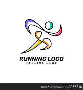 Running Logo Design with Colorful Minimalist Runner Pose Concept.