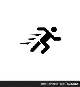 Running Man, Fast Runner Person. Flat Vector Icon illustration. Simple black symbol on white background. Running Man, Fast Runner Person sign design template for web and mobile UI element. Running Man, Fast Runner Person Flat Vector Icon