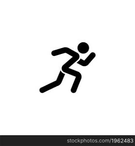 Running man vector icon. Simple flat symbol on white background. Running man icon white black silhouette