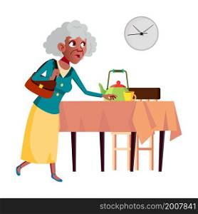 Running old woman hurry. Healthy person. vector character flat cartoon Illustration. Running old woman hurry vector
