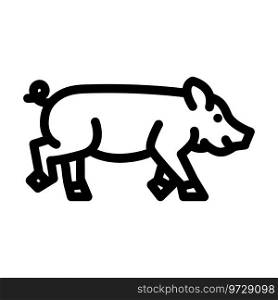running pig farm line icon vector. running pig farm sign. isolated contour symbol black illustration. running pig farm line icon vector illustration