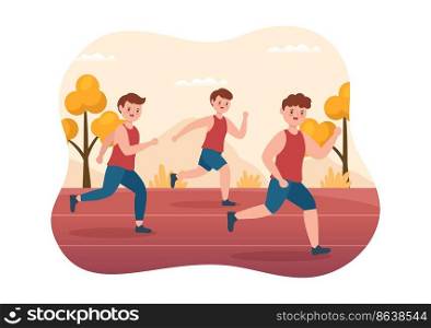 Running Racing Template Hand Drawn Cartoon Flat Illustration People Jogging for Long Distance Run Marathon Tournament Sport