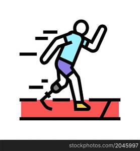 running runner handicapped athlete color icon vector. running runner handicapped athlete sign. isolated symbol illustration. running runner handicapped athlete color icon vector illustration