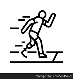running runner handicapped athlete line icon vector. running runner handicapped athlete sign. isolated contour symbol black illustration. running runner handicapped athlete line icon vector illustration