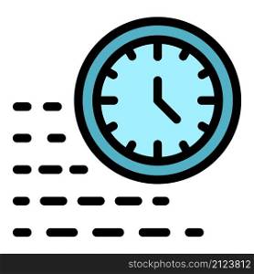Running time clock icon. Outline running time clock vector icon color flat isolated. Running time clock icon color outline vector